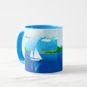 Segelboot Blue Coffee Tasse Tee Cup (Vorderseite Links)