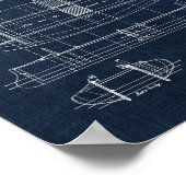 Segelboot Blueprint Nr. 3 Poster (Ecke)