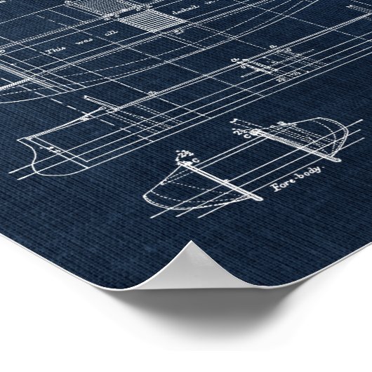 Segelboot Blueprint Nr. 3 Poster (Ecke)