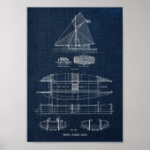 Segelboot Blueprint Nr. 3 Poster (Vorne)