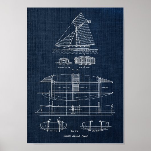 Segelboot Blueprint Nr. 3 Poster (Vorne)