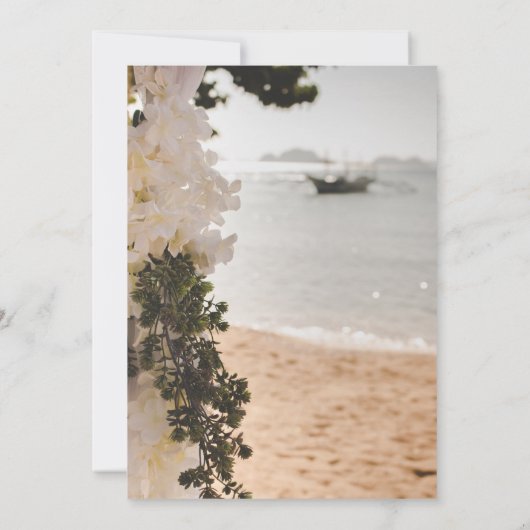 Segelboot Blume Script Beach Hochzeit Einladung (Rückseite)