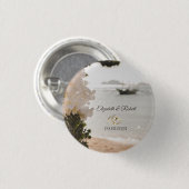 Segelboot Blume Strand Hochzeit Button (Vorne & Hinten)