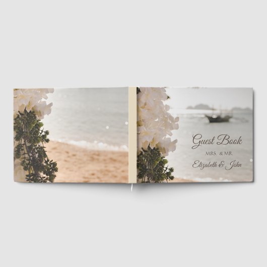 Segelboot Blume Strand Hochzeit Gästebuch (Voll)