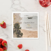 Segelboot Blume Strand Hochzeit Serviette (Beispiel)