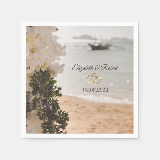 Segelboot Blume Strand Hochzeit Serviette (Vorderseite)