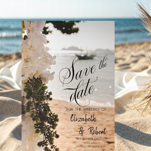 Segelboot Blume Strand Save the Date