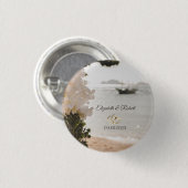 Segelboot Blumen Strand Hochzeit Button (Vorne & Hinten)
