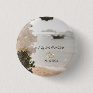 Segelboot Blumen Strand Hochzeit Button
