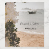 Segelboot Blumen Strand Weinetikett (Einzelnes Label)