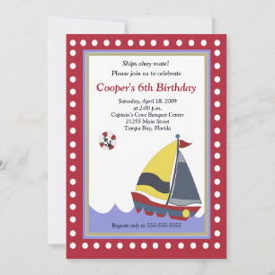 Segelboot Boot Nautical 5x7 Geburtstag Einladung