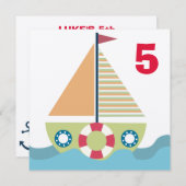 Segelboot Boys Nummer Geburtstagsparty Einladung (Vorne/Hinten)