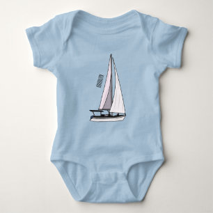 Segelboot Cartoon-Illustration Baby Strampler