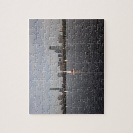 Segelboot, Charles River, Boston, MA Puzzle (Vertikal)