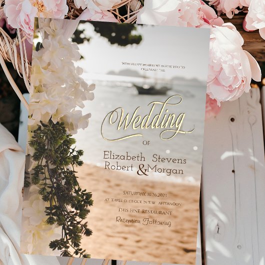 Segelboot Chic Blume Beach Hochzeit Einladung