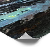 Segelboot, das im Meer segelt (abstrakt) Poster (Ecke)