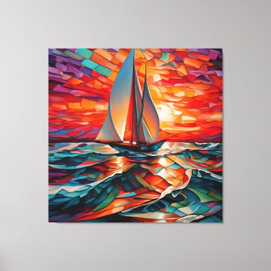 Segelboot, das über ein Meer gleitet Leinwanddruck (Vorderseite)