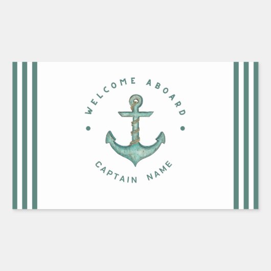 Segelboot der Blue Navy Anchor Rechteckiger Aufkleber (Vorderseite)