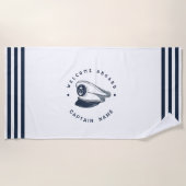 Segelboot der Blue Navy Anchor Strandtuch (Vorderseite)