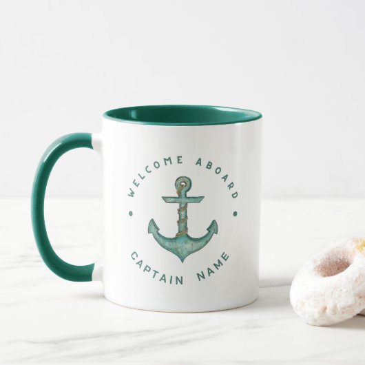 Segelboot der Blue Navy Anchor Tasse (Mit Donut)