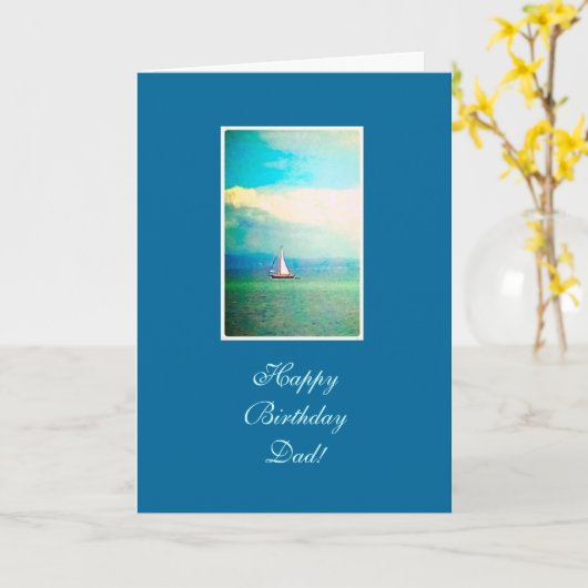 Segelboot - der Geburtstag des Vatis Karte (Gelbe Blume)