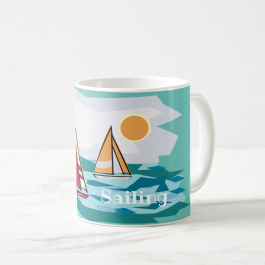 Segelboot Design Kaffeetasse (VorderseiteRechts)