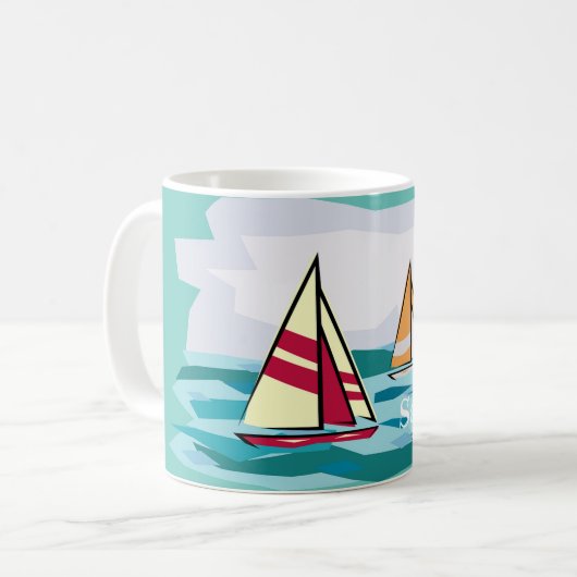 Segelboot Design Kaffeetasse (Vorderseite Links)