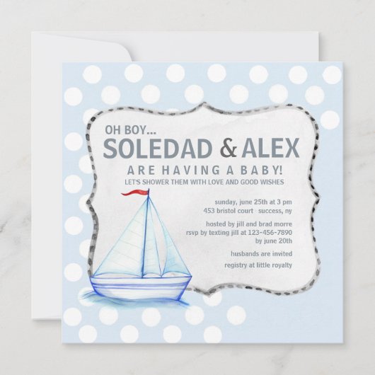 Segelboot-Dusche Einladung (Vorderseite)