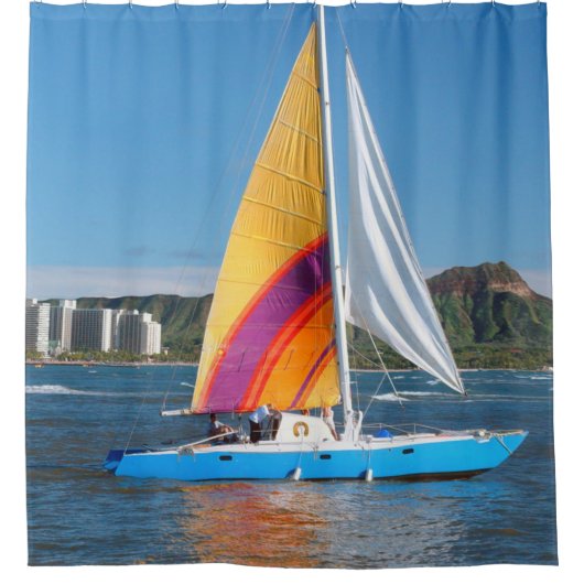 Segelboot Duschvorhang (Vorderseite)