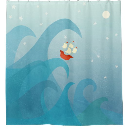 Segelboot Duschvorhang (Vorderseite)