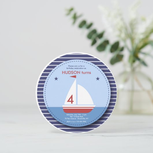 Segelboot Einladung (Stehend Vorderseite)