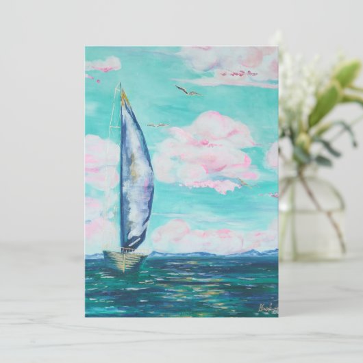 Segelboot-Einladung Einladung (Stehend Vorderseite)