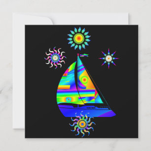 Segelboot Flat Greeting Card Karte