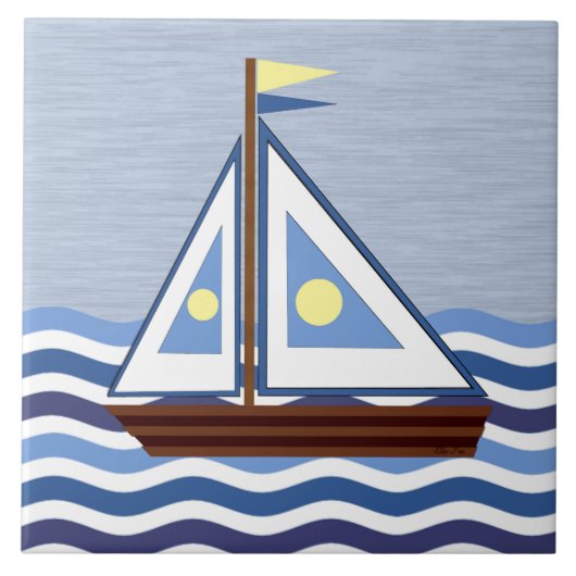Segelboot Fliese (Vorderseite)