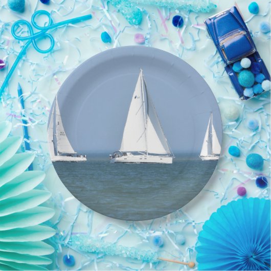 Segelboot-Foto auf PapierTeller (Party)