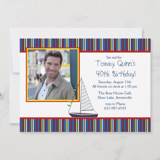 Segelboot Foto Einladung (Vorderseite)