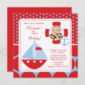 Segelboot-Foto-Geburtstags-Einladung Einladung (Vorne/Hinten)