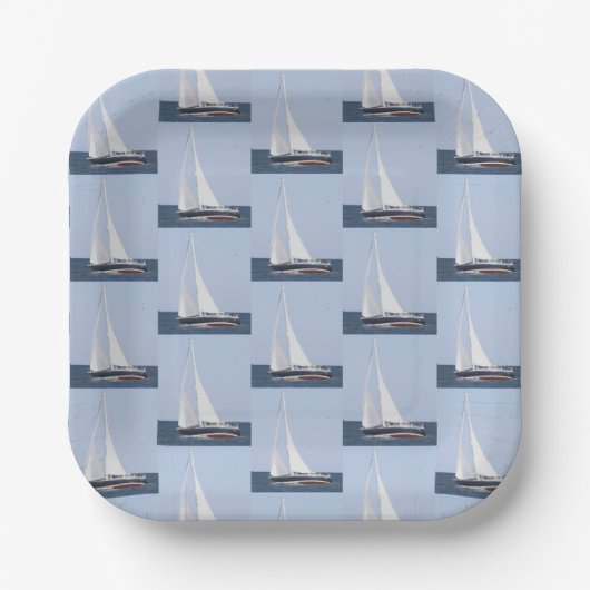 Segelboot-Foto-Papierteller Pappteller (Vorderseite)
