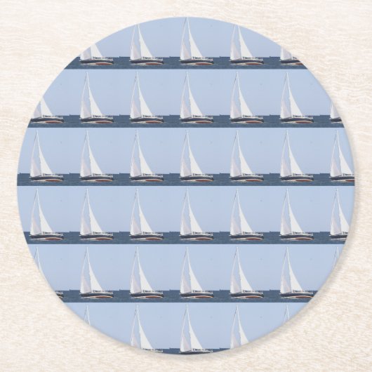 Segelboot-Foto Runder Pappuntersetzer (Vorderseite)