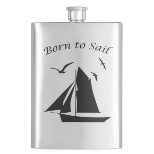 Segelboot Geboren zum Segel Nautical Classic Flask Flachmann