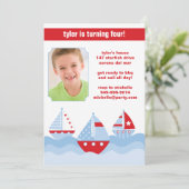 Segelboot-Geburtstags-Party Einladung (Stehend Vorderseite)