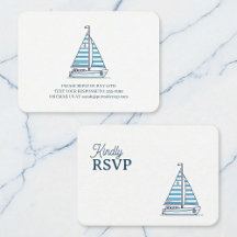 Segelboot-Geburtstags-RSVP in Marineblau