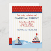 Segelboot Geburtstagsparty Einladung (Vorne/Hinten)
