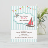 Segelboot Geburtstagsparty Einladung (Stehend Vorderseite)