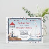 Segelboot Geburtstagsparty Einladung (Stehend Vorderseite)