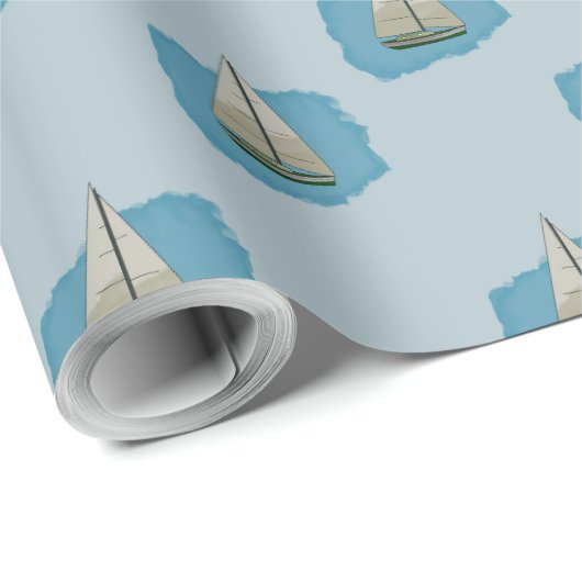 Segelboot Geschenkpapier (Rolleneckpunkt)