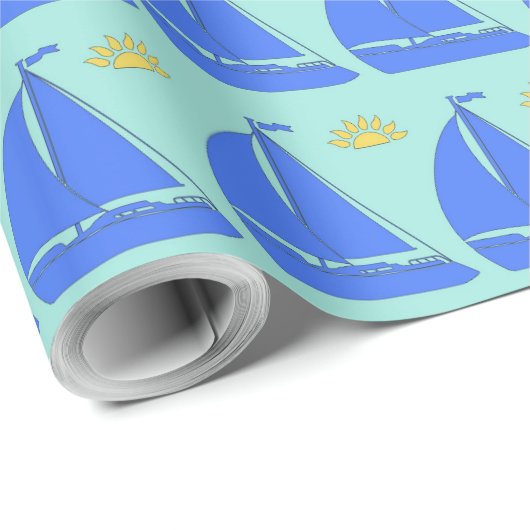 Segelboot Geschenkpapier (Rolleneckpunkt)