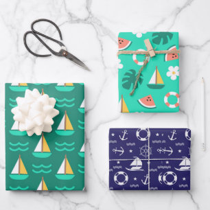 Segelboot Geschenkpapier Set