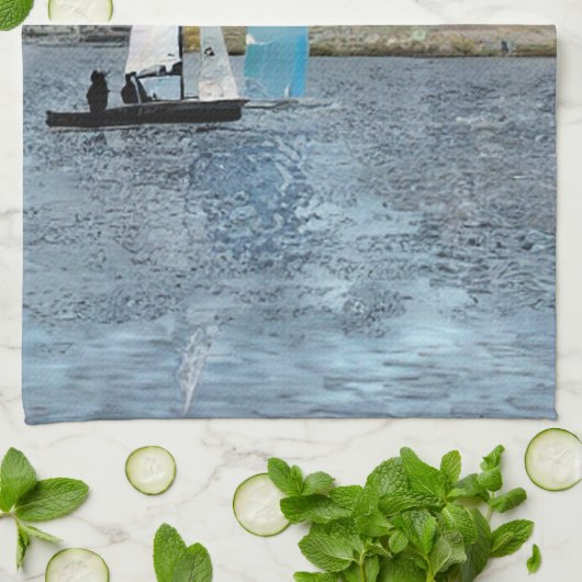 SEGELBOOT GESCHIRRTUCH (Gefaltet)