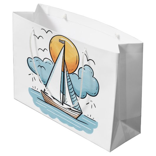 Segelboot Große Geschenktüte (Rückseite Schrägansicht)